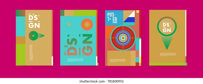 Colorful geometric poster and cover design. Minimal geometric pattern gradients backgrounds. Eps10 vector.