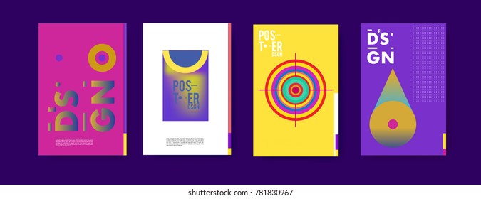 Colorful geometric poster and cover design. Minimal geometric pattern gradients backgrounds. Eps10 vector.