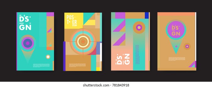 Colorful geometric poster and cover design. Minimal geometric pattern gradients backgrounds. Eps10 vector.