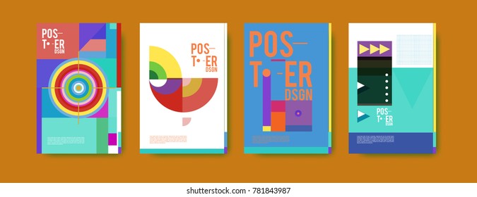 Colorful geometric poster and cover design. Minimal geometric pattern gradients backgrounds. Eps10 vector.