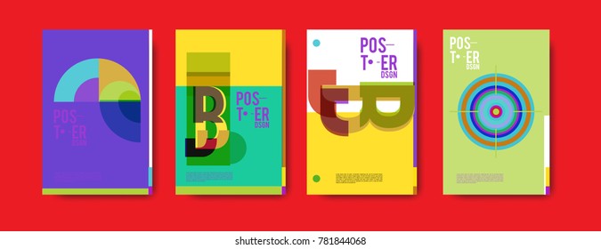 Colorful geometric poster and cover design. Minimal geometric pattern gradients backgrounds. Eps10 vector.