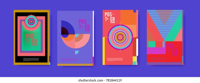 Colorful geometric poster and cover design. Minimal geometric pattern gradients backgrounds. Eps10 vector.