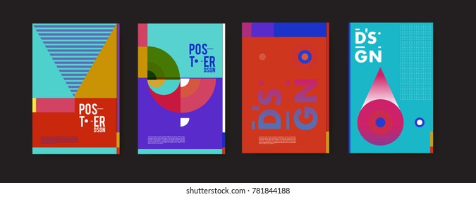 Colorful geometric poster and cover design. Minimal geometric pattern gradients backgrounds. Eps10 vector.
