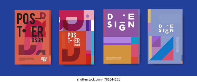 Colorful geometric poster and cover design. Minimal geometric pattern gradients backgrounds. Eps10 vector.