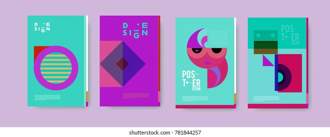 Colorful geometric poster and cover design. Minimal geometric pattern gradients backgrounds. Eps10 vector.
