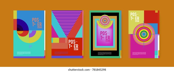Colorful geometric poster and cover design. Minimal geometric pattern gradients backgrounds. Eps10 vector.