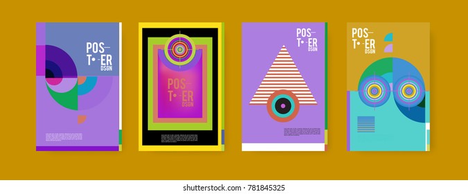 Colorful geometric poster and cover design. Minimal geometric pattern gradients backgrounds. Eps10 vector.