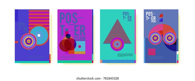 Colorful geometric poster and cover design. Minimal geometric pattern gradients backgrounds. Eps10 vector.