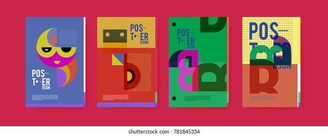 Colorful geometric poster and cover design. Minimal geometric pattern gradients backgrounds. Eps10 vector.