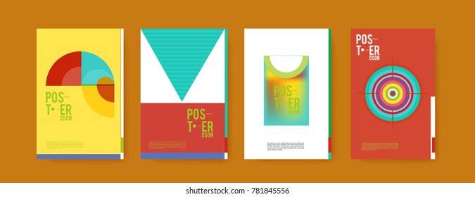 Colorful geometric poster and cover design. Minimal geometric pattern gradients backgrounds. Eps10 vector.