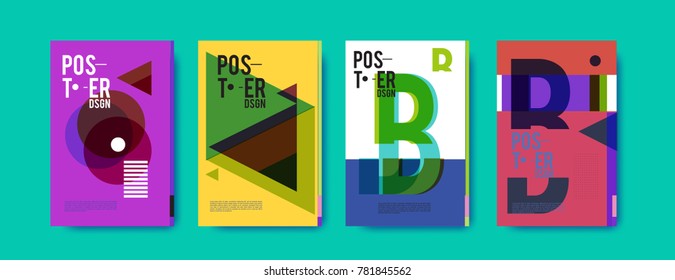 Colorful geometric poster and cover design. Minimal geometric pattern gradients backgrounds. Eps10 vector.