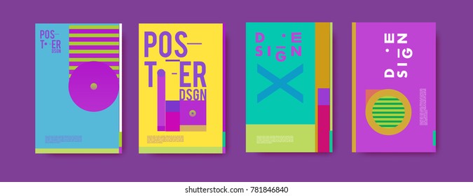 Colorful geometric poster and cover design. Minimal geometric pattern gradients backgrounds. Eps10 vector.
