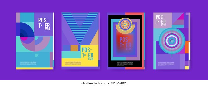 Colorful geometric poster and cover design. Minimal geometric pattern gradients backgrounds. Eps10 vector.