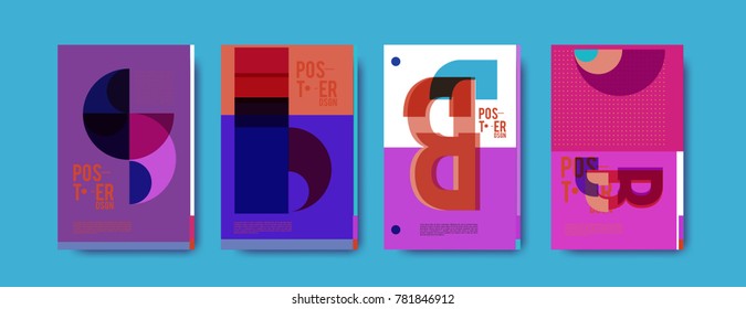 Colorful geometric poster and cover design. Minimal geometric pattern gradients backgrounds. Eps10 vector.