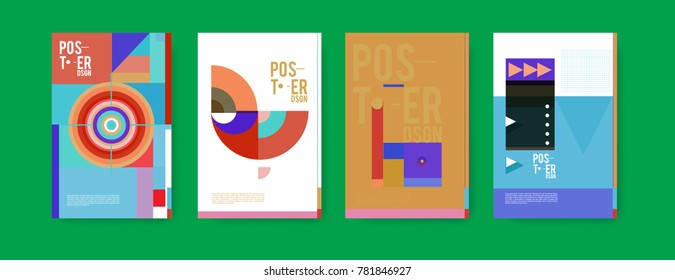 Colorful geometric poster and cover design. Minimal geometric pattern gradients backgrounds. Eps10 vector.
