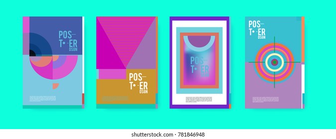 Colorful geometric poster and cover design. Minimal geometric pattern gradients backgrounds. Eps10 vector.