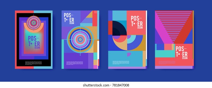 Colorful geometric poster and cover design. Minimal geometric pattern gradients backgrounds. Eps10 vector.