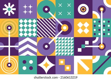 Colorful geometric poster. Minimalist artwork simple shape for template, brochure, web banner. Vector illustration