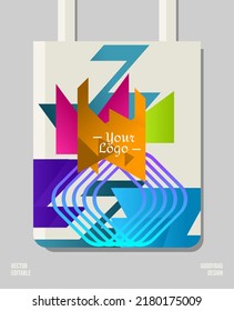 Colorful geometric print design for a tote bag. Suitable for shopping bags, fashion bags, to the printing industry. Vector design can be edited and customized.