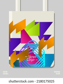 Colorful geometric print design for a tote bag. Suitable for shopping bags, fashion bags, to the printing industry. Vector design can be edited and customized.