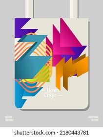 Colorful geometric print design for a tote bag. Suitable for shopping bags, fashion bags, to the printing industry. Vector design can be edited and customized.
