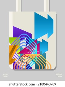 Colorful geometric print design for a tote bag. Suitable for shopping bags, fashion bags, to the printing industry. Vector design can be edited and customized.