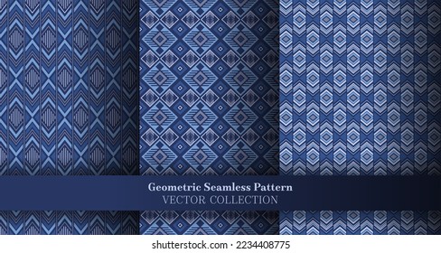 Colorful geometric rhombus seamless tracery bundle. Arabic motif ethnic patterns. Rhombus zigzag geometric vector seamless background set. Cover background templates.