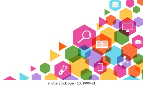 Colorful geometric science and education concept background, vector illustration