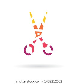 colorful geometric scissors icon- vector illustration