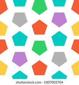 Colorful geometric seamless background. Pentagon memphis color.