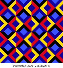 Patrón geométrico colorido sin costura, ilustración vectorial abstracta moderna, fondo.