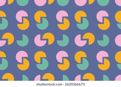 Colorful geometric seamless pattern. Abstract shapes arranged in continuous design bold modern aesthetics.