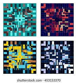 Colorful geometric seamless pattern, abstract multicolored background, set of bright illustrations