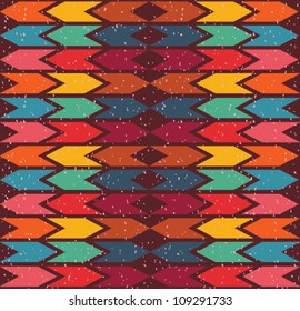 Colorful geometric seamless pattern with an arrow and dot. Vector illustration.