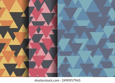 Colorful geometric seamless pattern background from vector abstract triangles.