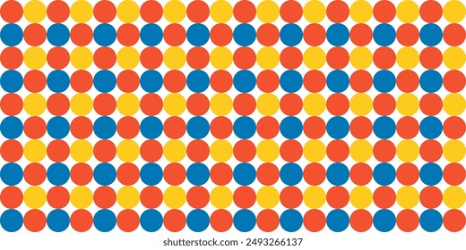 Colorful geometric seamless pattern circle bold shapes. Brutalist swiss style mosaic repeating print. Perfect for background, wallpaper, textile, craft, package etg. Vector illustration