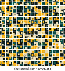 Colorful geometric seamless pattern. Consists of squares of different colors arranged on a white background. Design element.