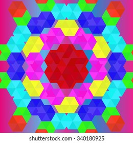 Colorful geometric seamless pattern of hexagons in rainbow colors