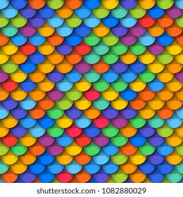 colorful geometric seamless pattern with paper cut realistic round elements