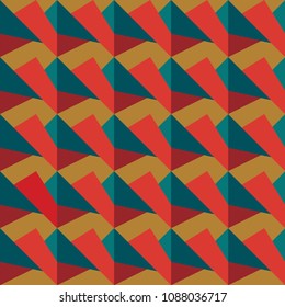 Colorful geometric seamless pattern of red and blue retro 2 for background texture