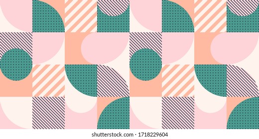 Color geométrico sin fisuras en estilo escandinavo. Fondo vector abstracto con formas y texturas simples multicolor.