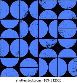 Colorful geometric seamless pattern in Scandinavian style. Modern abstract grunge background with semicircles.