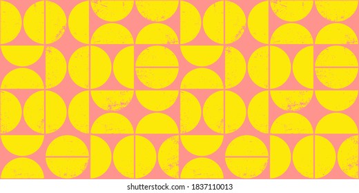 Colorful geometric seamless pattern in Scandinavian style. Modern abstract grunge background with semicircles.
