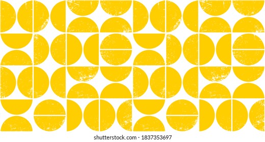 Colorful geometric seamless pattern in Scandinavian style. Modern abstract grunge background with semicircles.