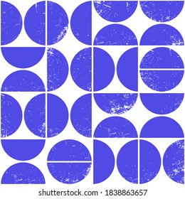 Farbiges geometrisches nahtloses Muster im skandinavischen Stil. Moderner abstrakter brüchiger Hintergrund mit Halbkreisen.