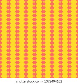 Colorful geometric seamless pattern. Simple vector abstract texture with vertical stripes, zigzag lines. Yellow and living coral color. Funky minimal background. Repeat design for decor, covers, print