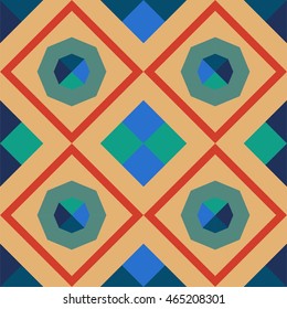 colorful geometric seamless pattern with squares and octagons