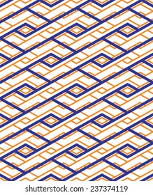 Colorful geometric seamless pattern with symmetric zigzag ornament. Rhombus and parallelograms graphic contemporary background. Bright splicing infinite backdrop.