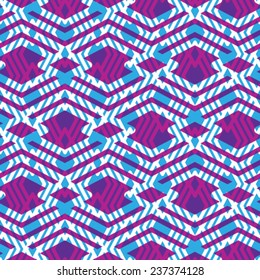 Colorful geometric seamless pattern, symmetric endless vector background with intertwine lines. Abstract concept splicing covering.