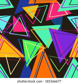 Colorful geometric seamless pattern of triangles